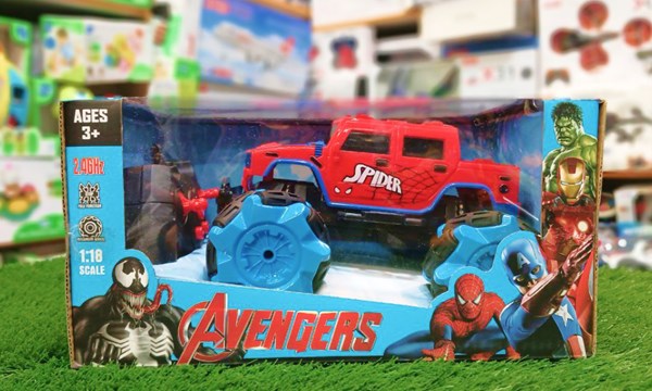 ماشین کنترلی آفرود با چرخ های کپسولی طرح مرد عنکبوتی اسپایدرمن مقیاس 1:18_اسباب بازی ماشین کنترلی