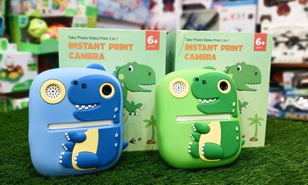 دوربین عکاسی و فیلمبرداری دیجیتال کودک با چاپ فوری حرارتی طرح دایناسور آبی_اسباب بازی دیجیتال و هوشمند