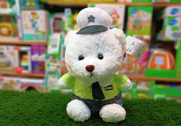 عروسک پولیشی خرس با لباس پلیس سبز_اسباب بازی عروسک دخترانه