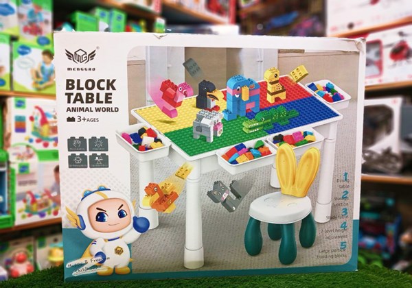 میز و صندلی لگو بازی همراه با 137 قطعه لگو ( میز چند کاره همراه با صندلی ) مدل Block Tables_اسباب بازی اتاق کودک