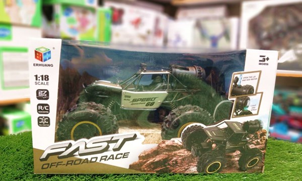 ماشین کنترلی آفرود دودزا مقیاس 1:18 رنگ طوسی_اسباب بازی ماشین کنترلی