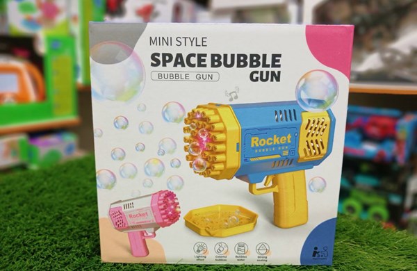 تفنگ اسباب بازی حباب ساز چراغ دار رنگ آبی مدل Mini Bubble Gun Rocket_اسباب بازی تفنگ