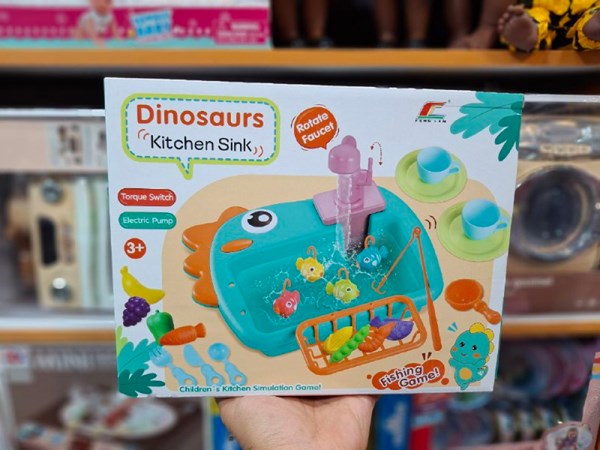 اسباب بازی سینک ظرفشویی و قلاب ماهیگیری رنگ سبز_اسباب بازی لوازم خانگی