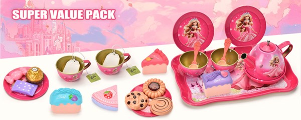 اسباب بازی ست چای خوری و شیرینی خوری فلزی عصرانه 52 تکه طرح پرنسس_اسباب بازی لوازم خانگی