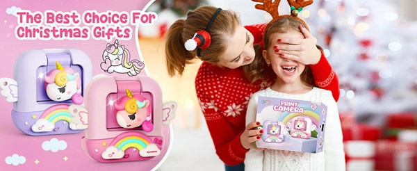 دوربین عکاسی و فیلمبرداری دیجیتال کودک با چاپ فوری حرارتی طرح یونیکورن صورتی مدل M9_اسباب بازی دیجیتال و هوشمند