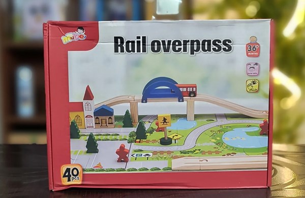پازل شهر کوچک چوبی همراه با قطار و ریل، 40 قطعه مدل 861 Rail Overpass Wooden_اسباب بازی لگو