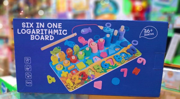 تخته آموزشی مونته سوری لگاریتمی چوبی به همراه ماهیگیری مدل 6 در 1_اسباب بازی علمی