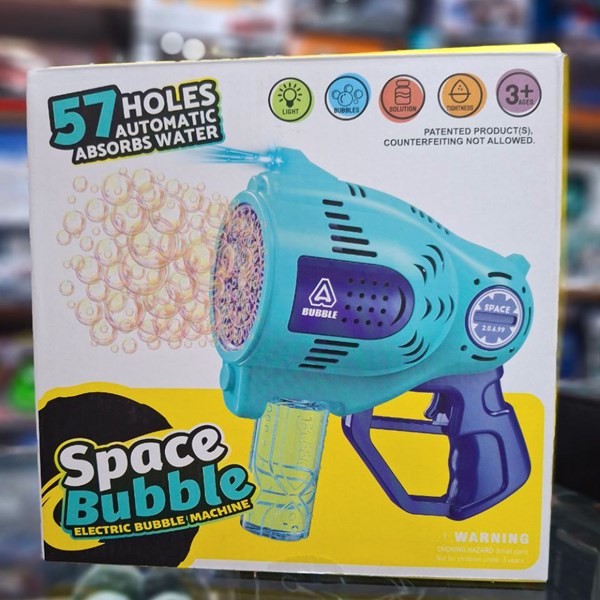 تفنگ اسباب بازی حباب ساز شارژی با 57 خروجی و نورپردازی مدل 1296 Bubble Gun_اسباب بازی تفنگ