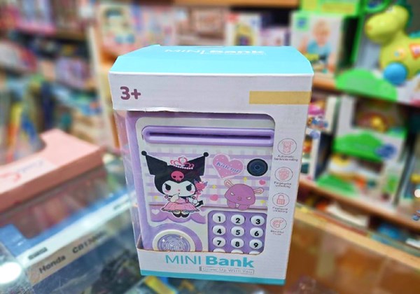 گاوصندوق اثر انگشتی رمز دار باتری خور طرح کرومی مدل MINI BANK 313_اسباب بازی مشاغل