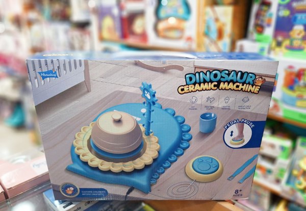 چرخ سفالگری کودک با پدال شارژی طرح دایناسور_اسباب بازی مشاغل