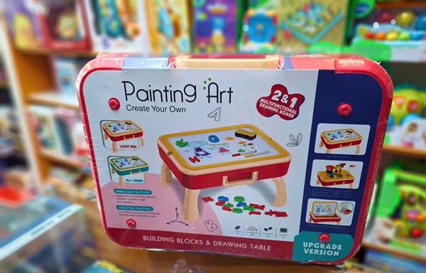 میز دو کاره خلاقیت لگو بازی و وایت برد 58 قطعه_اسباب بازی اتاق کودک