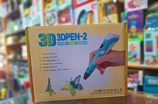 قلم طراحی سه بعدی با نمایشگر LCD و 3 عدد فیلامنت PLA رنگ آبی_اسباب بازی علمی