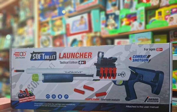 تفنگ اسباب بازی دولول پوکه پران تیر اسفنجی مدل Soft Bullet Toy Gun 2027_اسباب بازی تفنگ