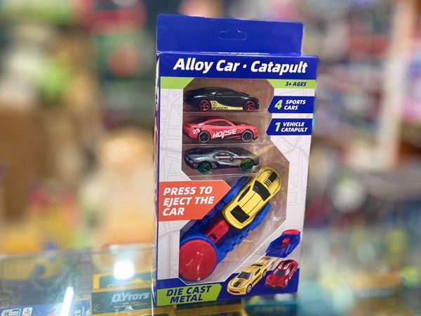 ست ماشین مسابقه‌ ای فلزی با پرتابگر مجموعه 4 عددی مدل 2853_1 Alloy Car Catapult_اسباب بازی ماشین