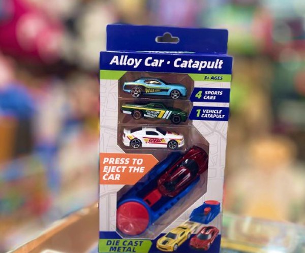 ست ماشین مسابقه‌ ای فلزی با پرتابگر مجموعه 4 عددی مدل 2853_2 Alloy Car Catapult_اسباب بازی ماشین