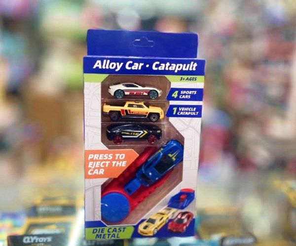 ست ماشین مسابقه‌ ای فلزی با پرتابگر مجموعه 4 عددی مدل 2853_3 Alloy Car Catapult_اسباب بازی ماشین