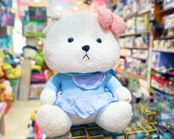 عروسک پولیشی اورجینال خرس پاپیون صورتی 52 سانتی_اسباب بازی عروسک دخترانه