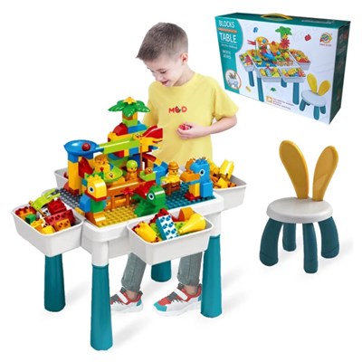 میز و صندلی لگو بازی همراه با 85 قطعه لگو ( میز چند کاره همراه با صندلی ) مدل Block Tables MC816_اتاق کودک