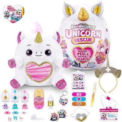 عروسک سورپرایزی رینبوکورنز RainBocoRns سری Unicorn Rescue با شاخ طلایی مدل Unicorn Rescue Magic Peel and Reveal Hearts Gold_عروسک سورپرایزی