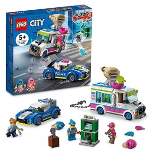 اسباب بازی لگو سیتی ماشین پلیس و کامیون بستنی فروشی 317 قطعه مدل Ice Cream Truck Police Chase - 60314 Building Kit_اسباب بازی لگو