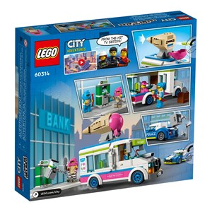اسباب بازی لگو سیتی ماشین پلیس و کامیون بستنی فروشی 317 قطعه مدل Ice Cream Truck Police Chase - 60314 Building Kit_اسباب بازی لگو
