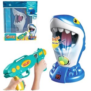 اسباب بازی تفنگ تیر توپی به همراه کوسه گرسنه مدل Shark air shooting foam ball target toys kids popper guns_اسباب بازی تفنگ