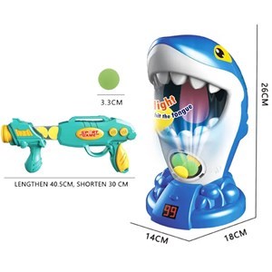 اسباب بازی تفنگ تیر توپی به همراه کوسه گرسنه مدل Shark air shooting foam ball target toys kids popper guns_اسباب بازی تفنگ