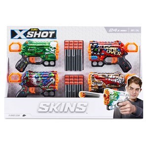 اسباب بازی تفنگ چهار قلو ایکس شات X-Shot سری Skins مدل Zuru - X-Shot - Skins - 4x Menace Dart Blaster_اسباب بازی تفنگ