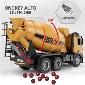 اسباب بازی ماشین کنترلی شارژی کامیون میکسر بتن حرفه ای هوینا مدل Huina Mixer Truck 1574