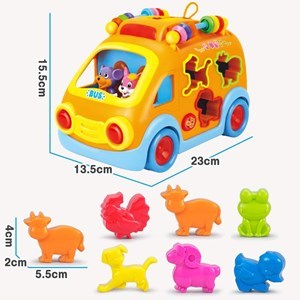 اسباب بازی نوزادی موزیکال اتوبوس شادی هولی تویز مدل 988 Hola Toys Activity Shape Sorting Bus _اسباب بازی نوزادی