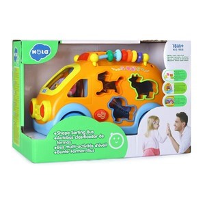 اسباب بازی نوزادی موزیکال اتوبوس شادی هولی تویز مدل 988 Hola Toys Activity Shape Sorting Bus _اسباب بازی نوزادی