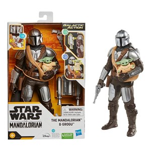 اسباب بازی اکشن فیگور 30 سانتی مندلورین به همراه بیبی یودا مدل Hasbro - Star Wars - Galactic Action - The Mandalorian and Grogu Interactive Electronic 12-Inch-Scale Figures _اسباب بازی اکشن فیگور