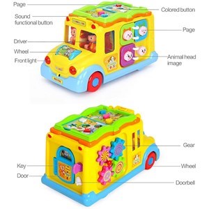 اسباب بازی موزیکال اتوبوس مدرسه هولی تویز مدل 796 Hola Toys Children Electric Bus Music Car _اسباب بازی نوزادی