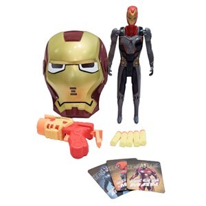 ست اسباب بازی تفنگ، فیگور و ماسک چراغدار و موزیکال مرد آهنی _اسباب بازی تفنگ