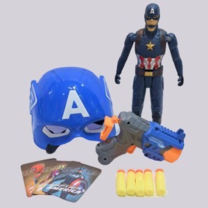 ست اسباب بازی تفنگ، فیگور و ماسک چراغدار و موزیکال کاپیتان آمریکا _اسباب بازی تفنگ
