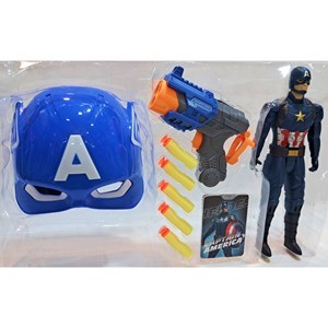 ست اسباب بازی تفنگ، فیگور و ماسک چراغدار و موزیکال کاپیتان آمریکا _اسباب بازی تفنگ