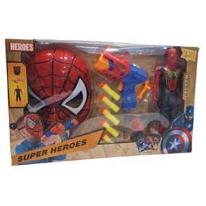 ست اسباب بازی تفنگ، فیگور و ماسک چراغدار و موزیکال اسپایدرمن (مرد عنکبوتی) _اسباب بازی تفنگ