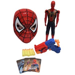 ست اسباب بازی تفنگ، فیگور و ماسک چراغدار و موزیکال اسپایدرمن (مرد عنکبوتی) _اسباب بازی تفنگ