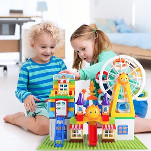 اسباب بازی لگو دوپلو دو حالته شهربازی و چرخ و فلک 182 قطعه مدل LXA919 _اسباب بازی لگو