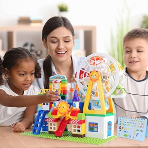 اسباب بازی لگو دوپلو دو حالته شهربازی و چرخ و فلک 182 قطعه مدل LXA919 _اسباب بازی لگو