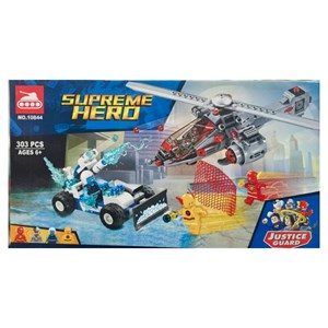 اسباب بازی لگو دی سی هلیکوپتر فلش و ماشین قاتل یخ زده سوپر هیرو 303 قطعه سری مدل Supreme Hero 10844 _اسباب بازی لگو