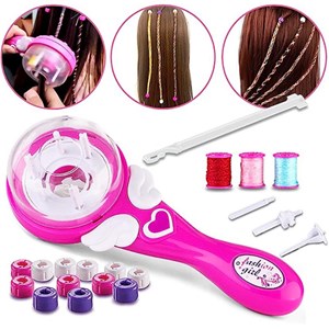 ست اسباب بازی لوازم آرایشی دستگاه بافت مو همراه با نخ رنگی و مهره _اسباب بازی اکسسوری