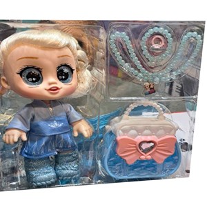 عروسک دخترانه چشم درشت فروزن السا همراه با کیف و اکسسوری_اسباب بازی عروسک دخترانه