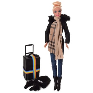 عروسک دخترانه باربی دفا لوسی مسافر همراه با لباس زمستانی مدل 8424 Barbie Defa Lucy_اسباب بازی عروسک دخترانه