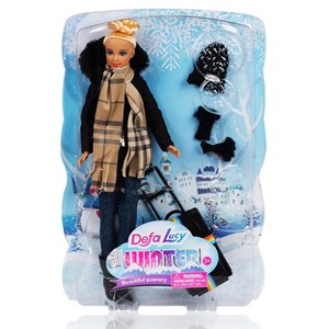 عروسک دخترانه باربی دفا لوسی مسافر همراه با لباس زمستانی مدل 8424 Barbie Defa Lucy_اسباب بازی عروسک دخترانه
