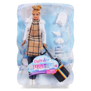 عروسک دخترانه باربی دفا لوسی مسافر همراه با لباس زمستانی مدل 8424 Barbie Defa Lucy_اسباب بازی عروسک دخترانه