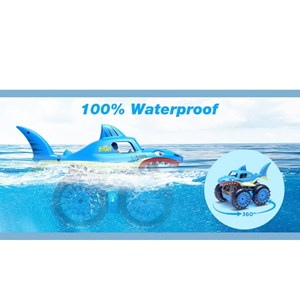 اسباب بازی ماشین کنترلی کوسه هیولای آب و خاک مدل 313-989 Amphibious Remote Control Car_اسباب بازی ماشین کنترلی