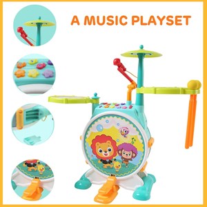 اسباب بازی موزیکال جاز و درام بزرگ هولی تویز مدل 3130 Hola Toys Dimple Electric Big Toy Drum Set for Kids _اسباب بازی موسیقی