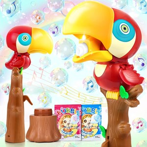 اسباب بازی حباب ساز موزیکال مدل طوطی قرمز bubble bird music light toy_اسباب بازی تفنگ