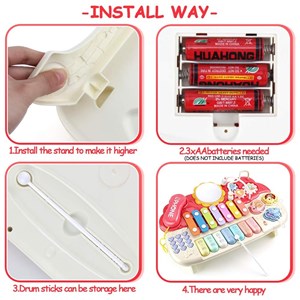 پیانو 6 کاره موزیکال و چراغدار آموزشی صورتی Electric Musical Piano Toy_اسباب بازی موسیقی